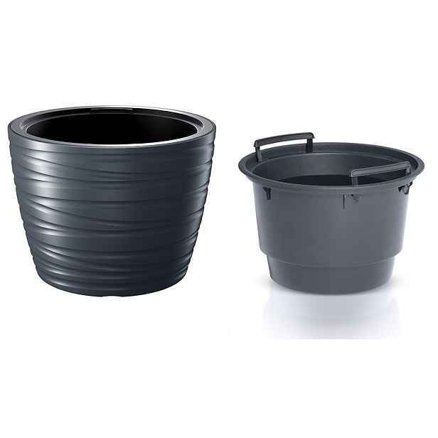 Prosperplast Květináč nízký s vkladem MAXE antracit, varianta 47,5 cm