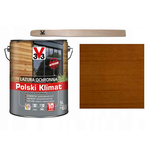 V33 Lazura Polský Klima Vysoká odolnost 10 let Dub světlý 5L Uv Protect 45