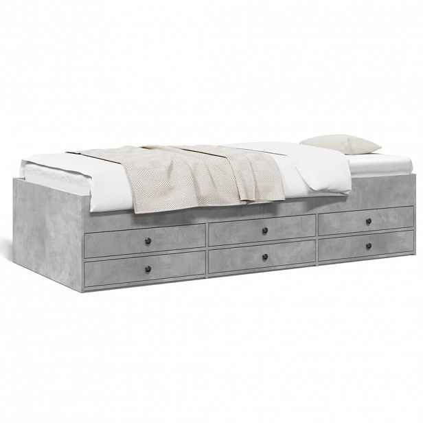 vidaXL Válenda se zásuvkami bez matrace betonově šedá 100 x 200 cm