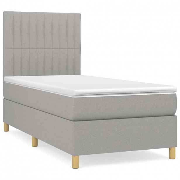 vidaXL Box spring postel s matrací světle šedá 90x190 cm textil