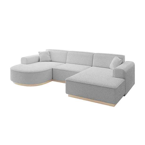 ALTDECOR SEDACÍ SOUPRAVA ve tvaru U ARRIO-U1 303x171x83 Světle šedá Buklé