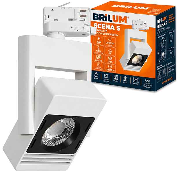 Led kolejnicové svítidlo Scena S 25W 2000 lm 4000K 40° Bílá