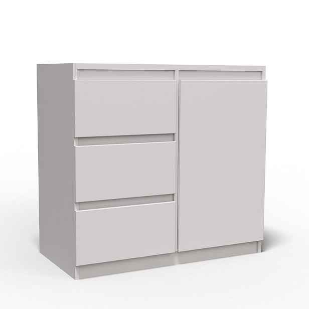 MASSENO KOMODA MERAVIGLIA, 80/85/33 cm se 3 zásuvkami, počet dvířek: 1, bílá
