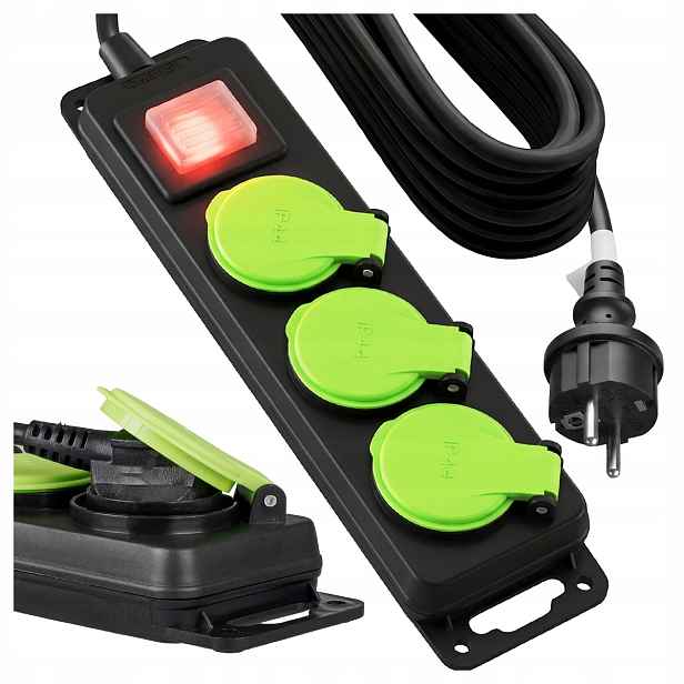 Prodlužovací Kabel 10 m 3 zásuvky s klapkami Ip 44