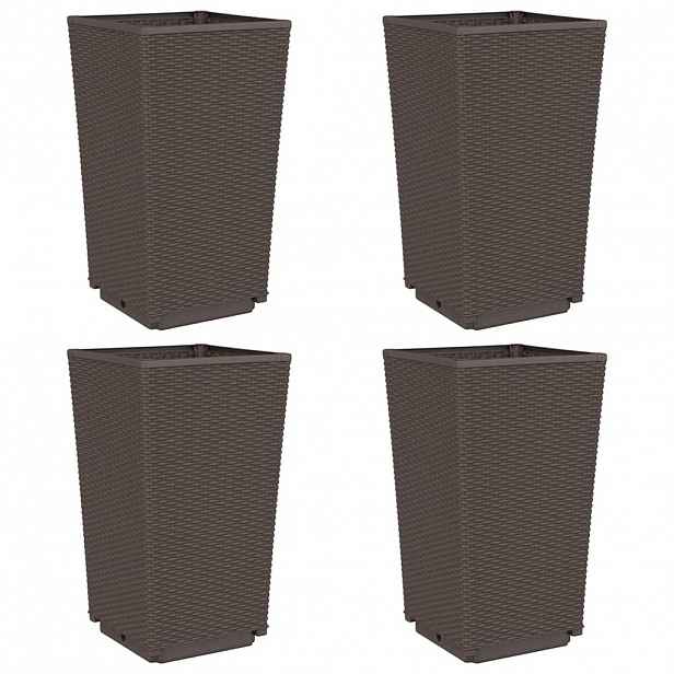 vidaXL Zahradní květináče 4 ks hnědé 32,5 x 32,5 x 57 cm PP