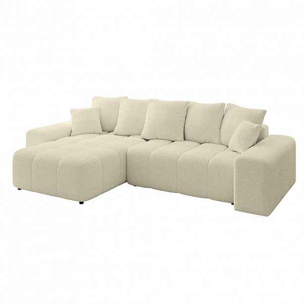 ALTDECOR ROHOVÁ SEDACÍ SOUPRAVA s otomanem vlevo ENIL-L 297x189x68 béžový buklé