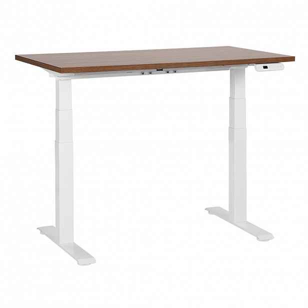 Beliani PSACÍ STŮL hnědobílý 120/72 cm elektrický výškově nastavitelný Destin III