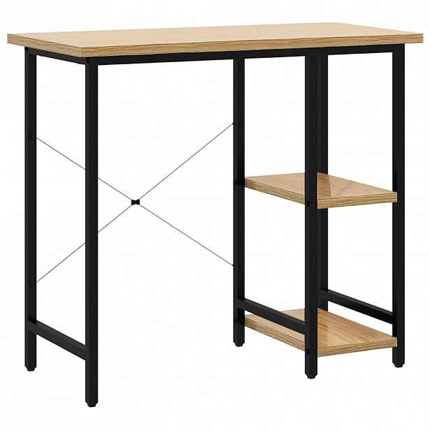vidaXL PC stůl černý a světlý dub 80 x 40 x 72 cm MDF a kov