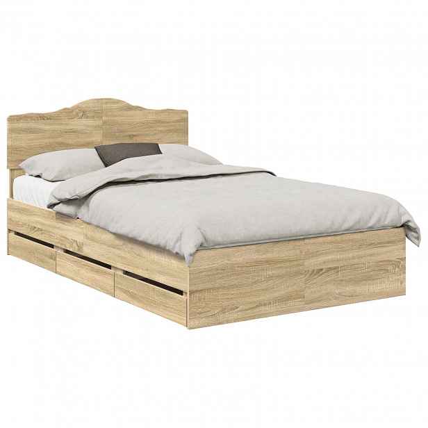 vidaXL Rám postele s čelo Sonoma dub 120 x 190 cm Inženýrské dřevo
