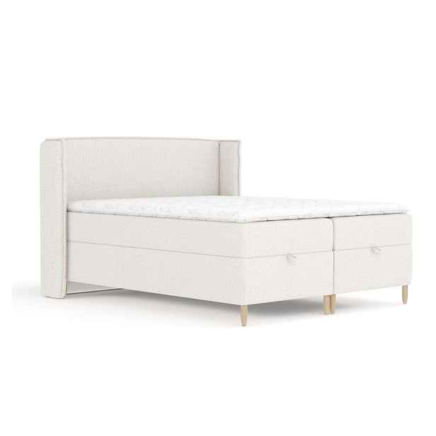 Krémová boxspring postel s úložným prostorem 160x200 cm Monpelli – Maison de Rêve