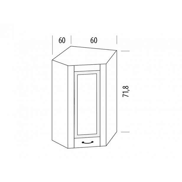 GISTOLA, horní rohová skříňka KB, korpus bílý, dvířka bílé MDF