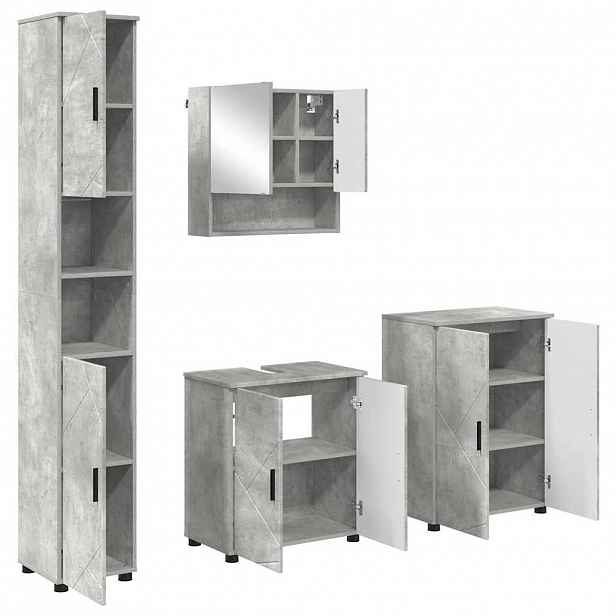 vidaXL Sada koupelnového nábytku 4 ks Betonově šedá 61 x 35 x 64 cm