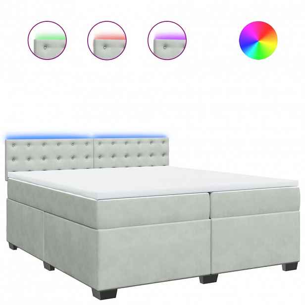 vidaXL Box spring postel s matrací světle šedá 200x200 cm samet