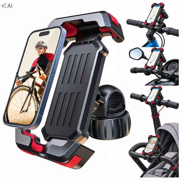 Držák telefonu na kolo Antishock Motocyklový Otočný 360 4.7-7.2"