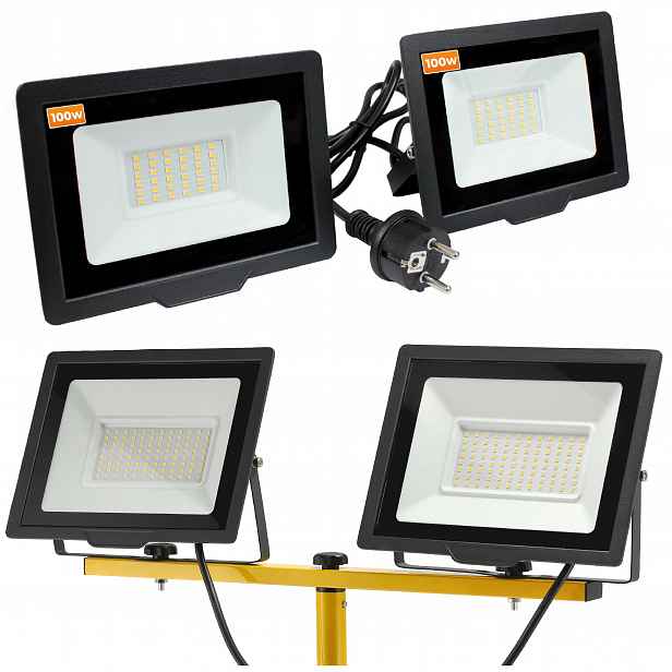 Halogenový Led reflektor 2X 100W 200W pro stativy 6000K 14000lm Kabel 1,5m