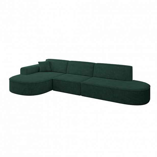 ALTDECOR ROHOVÁ SEDACÍ SOUPRAVA s otomanem vlevo MARI-L2 – 328 × 171 × 79 cm, zelený velur