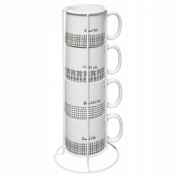 Keramické šálky na stojanu Stylové 4x 240 ml