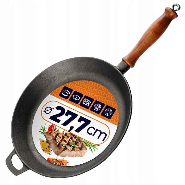Litinová Pánev Indukce Plyn 26 cm Nepřilnavá Smažící Povrch Velký