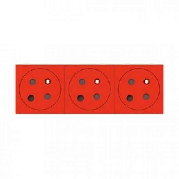 Zásuvka 3x 2P+Z s aretací 45st 6M červená Legrand 077153L