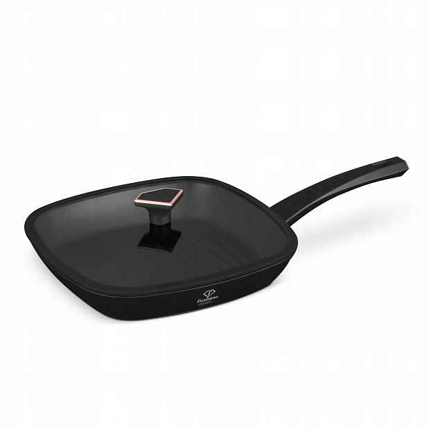 Grilovací pánev s poklicí 28 cm, Fashion FTV-0034 Matte Black-Rose Gold
