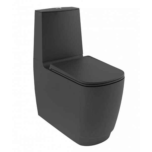 Kludi Resa S - WC kombi mísa, vario odpad, Rimless, Spiralflush, matná černá 27WCB0139