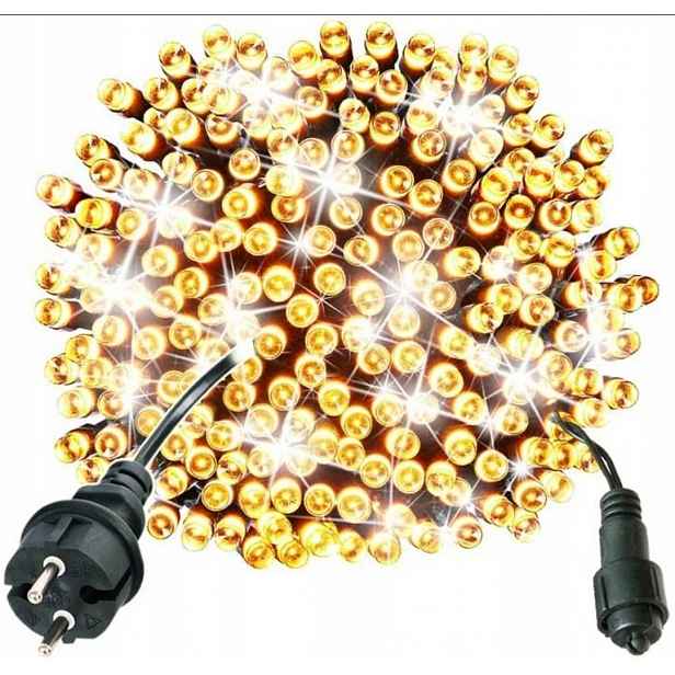 Vánoční Osvětlení 500 Led, Bílá, Teplá Barva S Efektem Blesku Na Vnější Straně