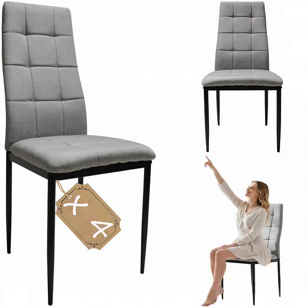 4 židle Solden Šedá Čalouněná, ergonomická, do jídelny Kuchyně Kanceláře
