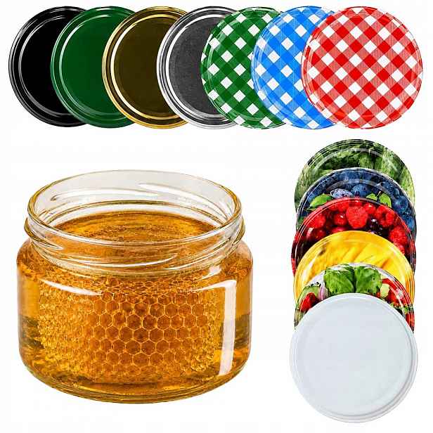 50 Kusů Skleniček 250 ml Sklenice Na Med Šroubovací FI82 Skleněné Zavařeniny Na Svíčky