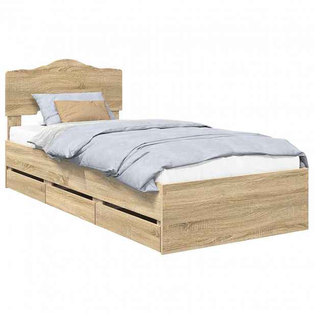 vidaXL Rám postele s čelo Sonoma dub 100 x 200 cm Inženýrské dřevo