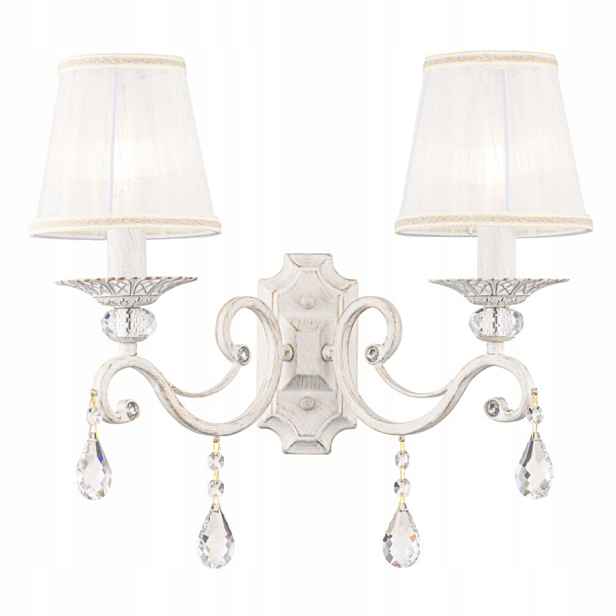 Nástěnná lampa nástěnné svítidlo bílé s krystaly, dvojitá, klasická, Maytoni