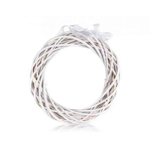 Dekorace Ratanový věnec 26 cm, bílý