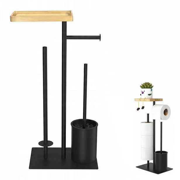 Stojan na toaletní papír Wc kartáč 2v1 černý koupelnový držák loft