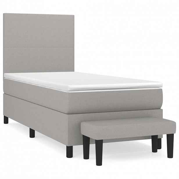 vidaXL Box spring postel s matrací světle šedá 90x190 cm textil