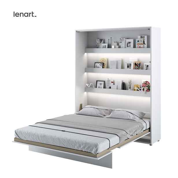 Dig-net nábytek Sklápěcí postel Lenart BED CONCEPT BC-12p bílý lesk | 160 x 200 cm