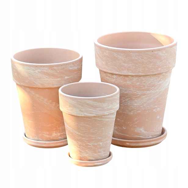 Hliněné květináče Terakota Piasek XL sada 3 květináčů 10 cm, 14 cm a 17 cm