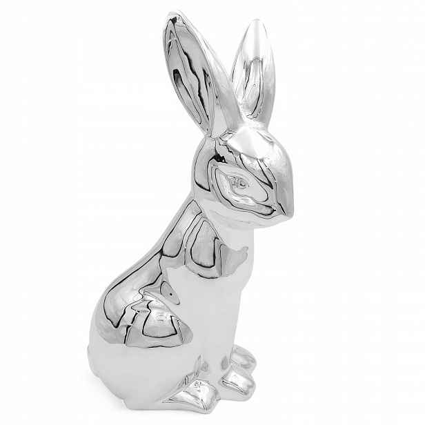 Velikonoční Králík Stříbrný Velký 40 cm Vánoční Dekorace Figurka