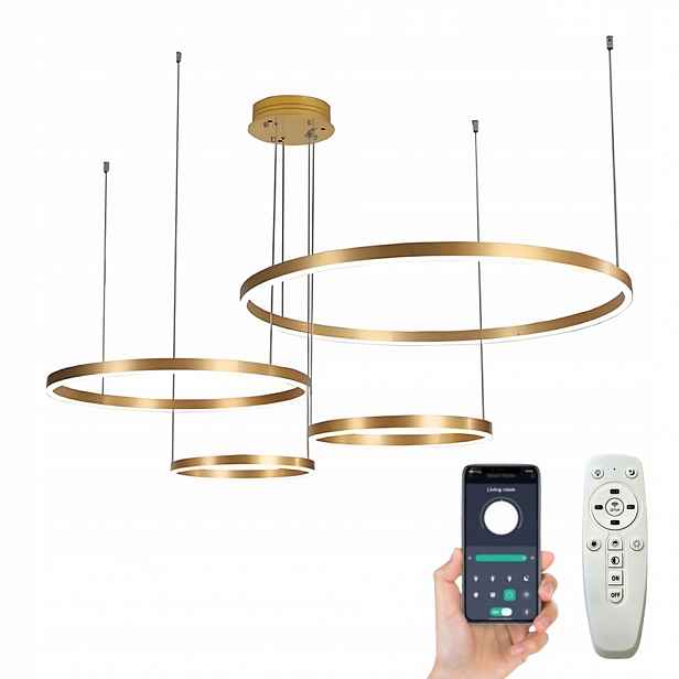 Led Lampa Ring Zlatá Závěsná Lampa 80/60/40/30 CM Dálkový Ovladač
