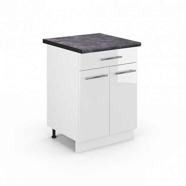 Vicco SPODNÍ SKŘÍŇKA KUCHYŇSKÉ LINKY Fame-Line Bílá vysoký lesk 60 cm se zásuvkou, PD Antracit