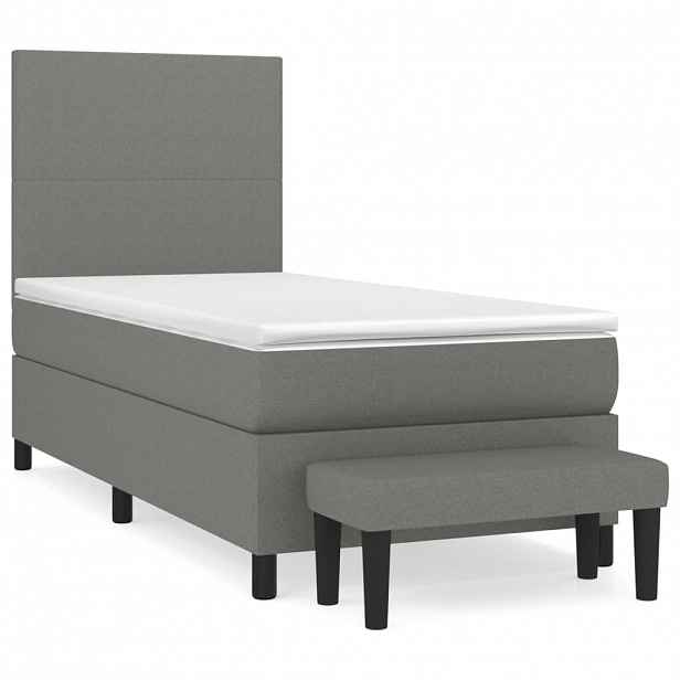 vidaXL Box spring postel s matrací tmavě šedá 90x190 cm textil