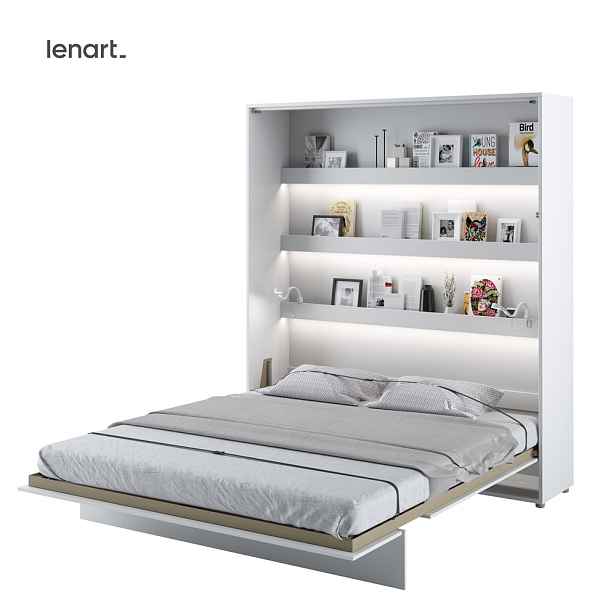 Dig-net nábytek Sklápěcí postel Lenart BED CONCEPT BC-13p bílý lesk | 180 x 200 cm