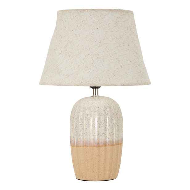 Krémová keramická stolní lampa s textilním stínidlem (výška 44 cm) Japandi – Mauro Ferretti