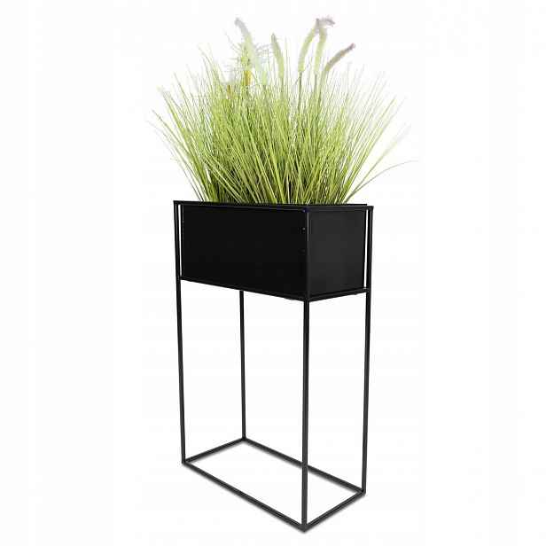 Stojanový květináč, černý, 70 cm, moderní