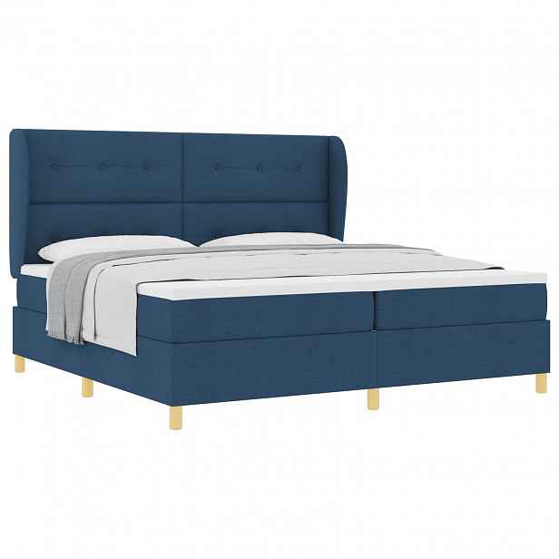 vidaXL Postel s boxspringem s čelo Modrá 200 x 200 cm textil