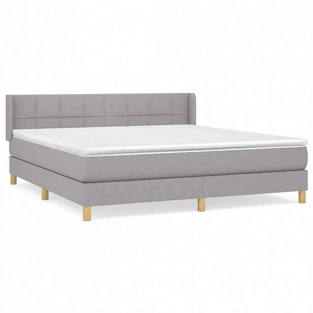 vidaXL Box spring postel s matrací světle šedá 160 x 200 cm textil