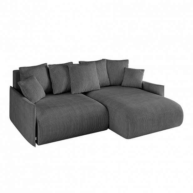 ALTDECOR ROHOVÁ SEDACÍ SOUPRAVA s otomanem vpravo ONESK-L -v1 216x177x72 tmavě šedý manšestr