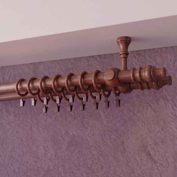 Dřevěná garnýž Ø 28 mm více rozměrů LINDA TOP FIX wenge dvouřadá Mybesthome Rozměr: 180 cm