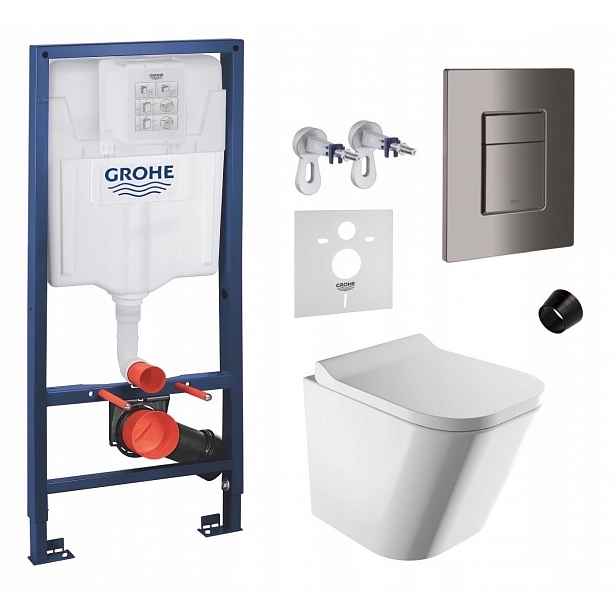 Podomítkový Wc set Grohe s mísou Fontana a tlačítkem grafit, lesk