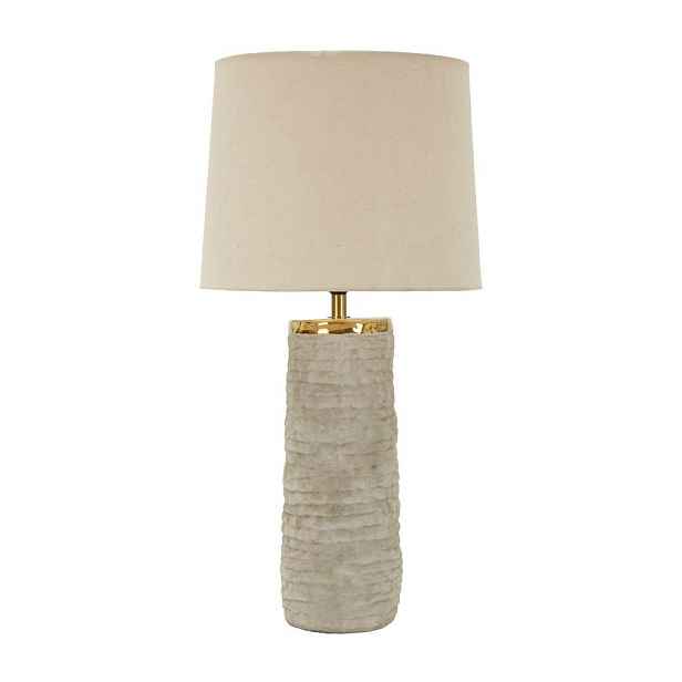 Světle šedá/krémová keramická stolní lampa s textilním stínidlem (výška 73 cm) Lima – Mauro Ferretti