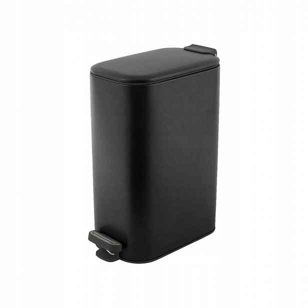 Černý úzký odpadkový koš na kuchyňský odpad, jednokomorový, s víkem, 30 l