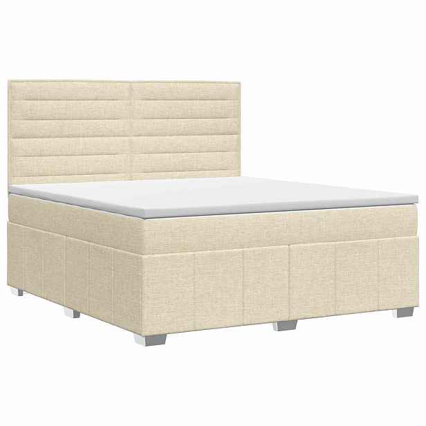 vidaXL Postel boxspring s matrací s čelo Krémová 140 x 190 cm Textil
